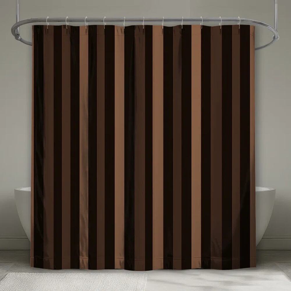 Brown Black Stripes Shower Curtain